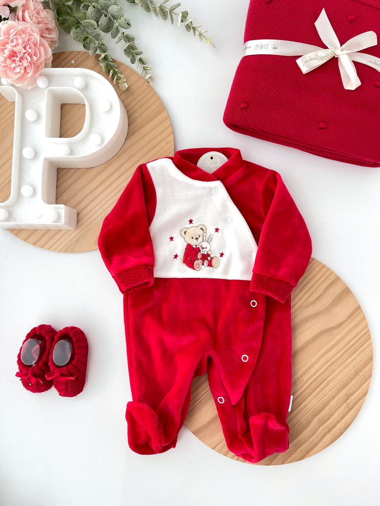 Babygrow vermelho veludo