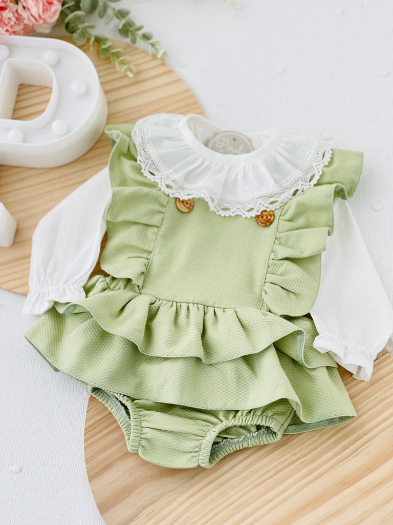 Conjunto folhinhos verde: blusa manga comprida e fofo