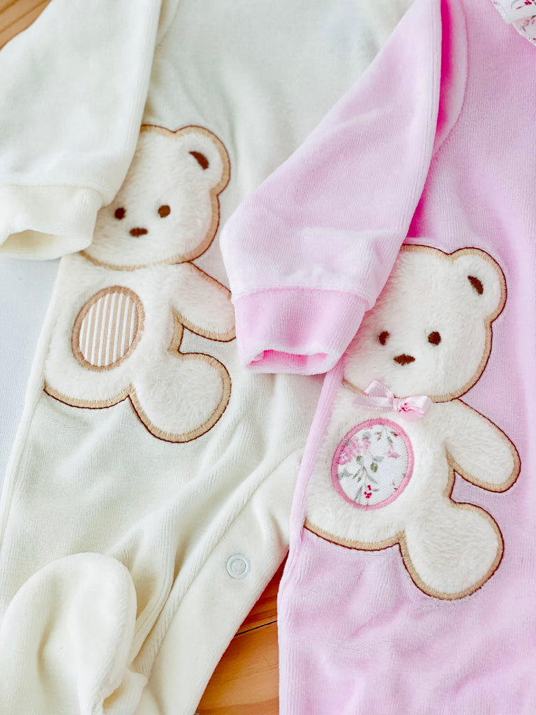 Babygrow urso fofo em veludo