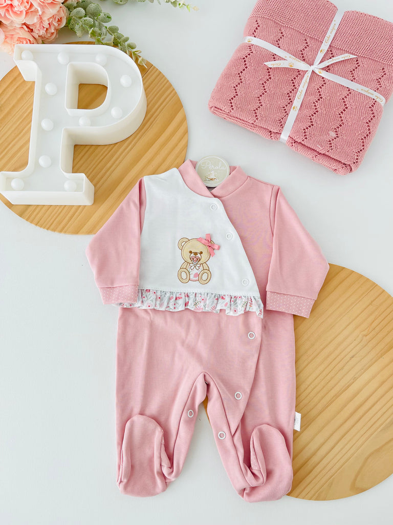 Babygrow ursinho com chucha em algodão