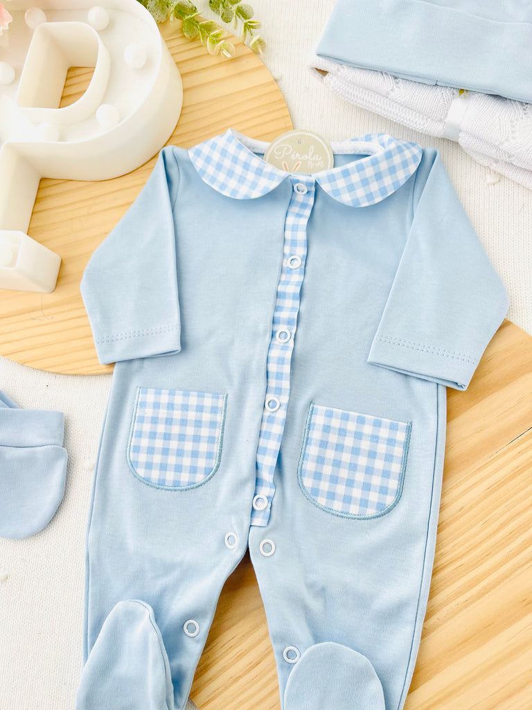 Babygrow quadrados azul