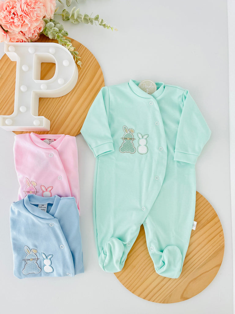 Babygrow algodão coelhinhos 3m 6m 9m e 12m