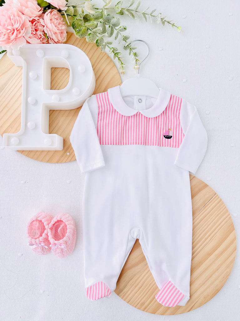 Babygrow algodão barco rosa