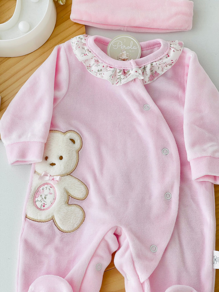 Babygrow urso fofo em veludo