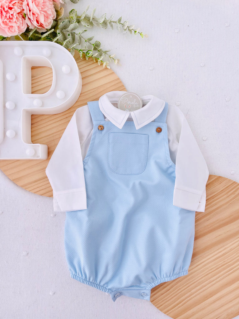 Conjunto azul para menino: fofo e camisa