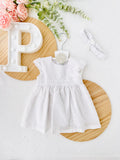 Conjunto plumeti branco: vestido e fita