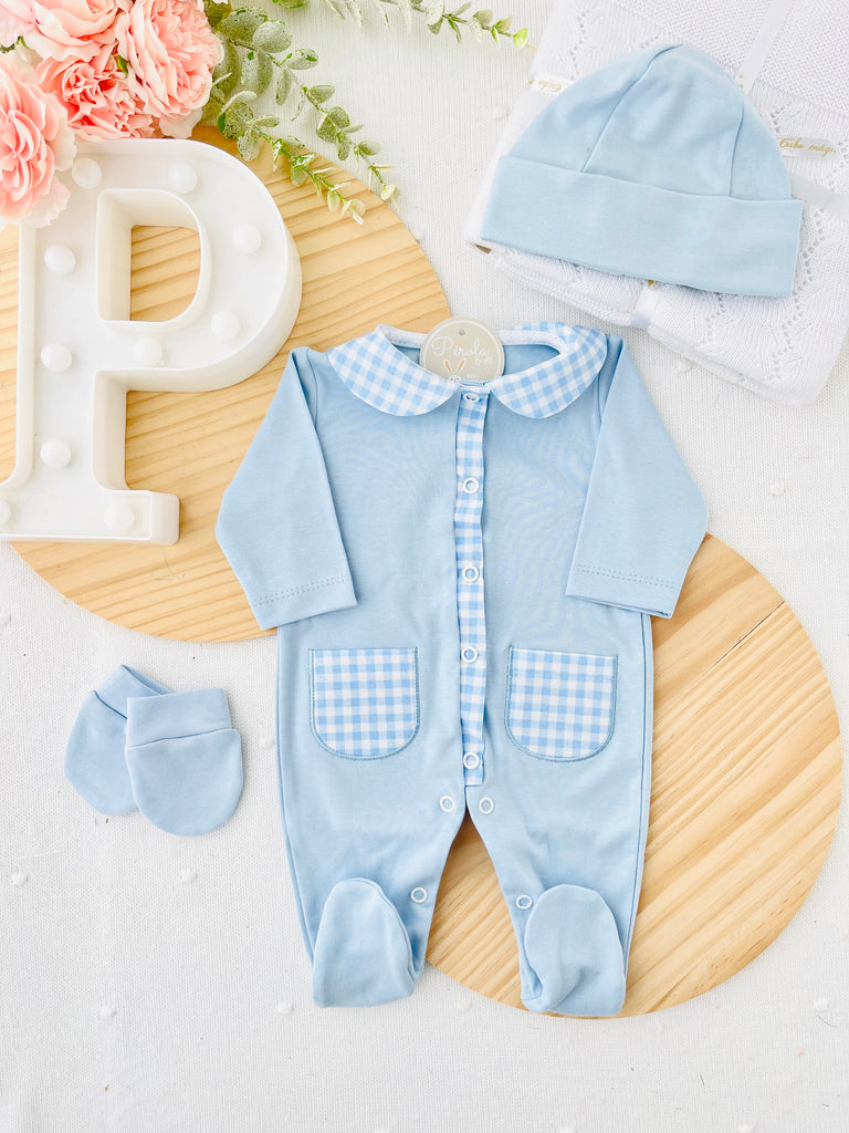 Babygrow quadrados azul