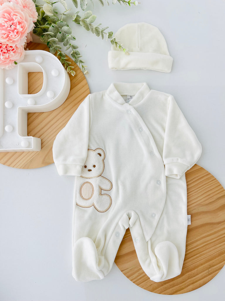 Babygrow urso fofo em veludo