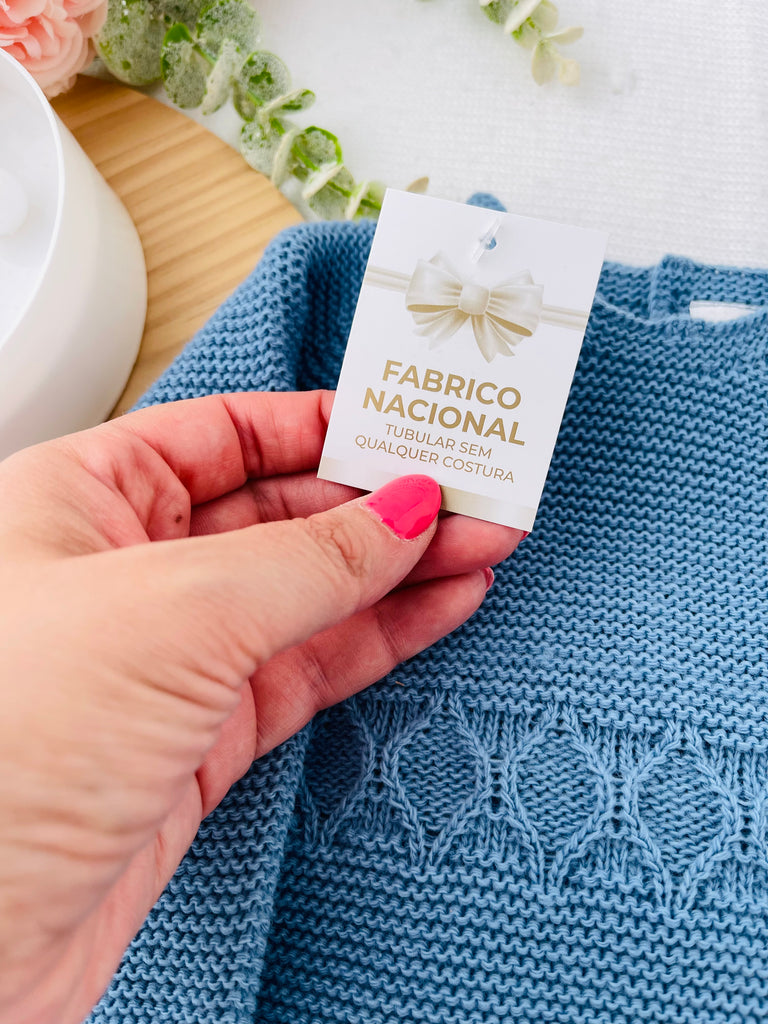 Conjunto malha amor para recém nascidos: camisola, calças e touca