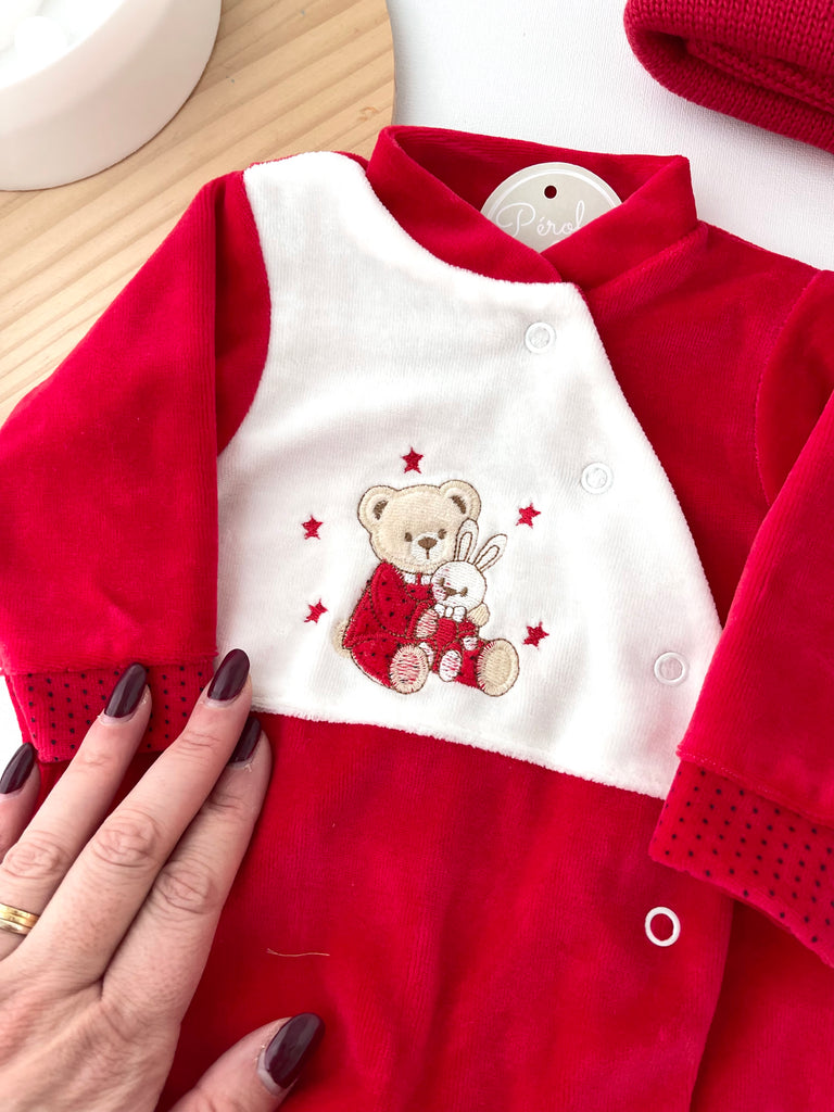 Babygrow vermelho veludo