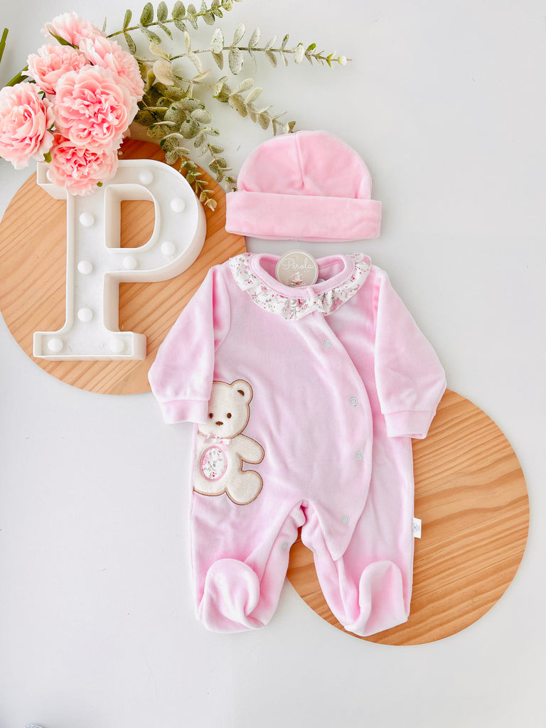 Babygrow urso fofo em veludo