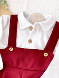 Conjunto Bordeaux: jardineiras e camisola