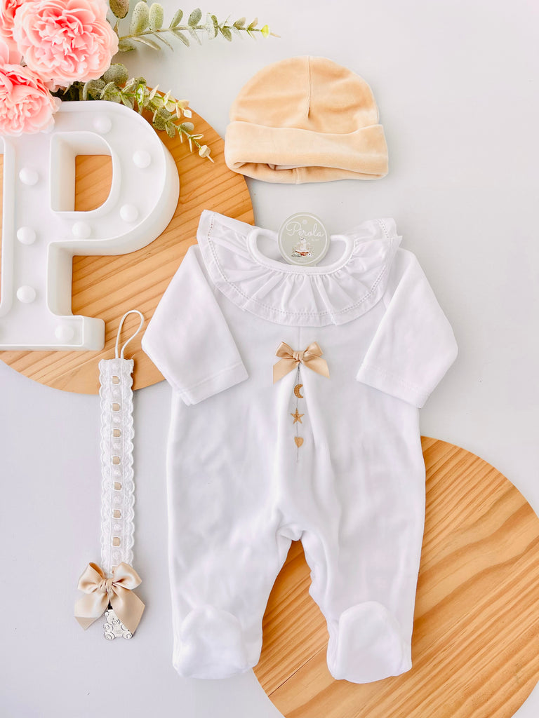 Babygrow veludo, lua e estrelas