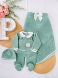 Saída de maternidade Baby love 4 peças VERDE : manta, camisola, jardineiras e gorro