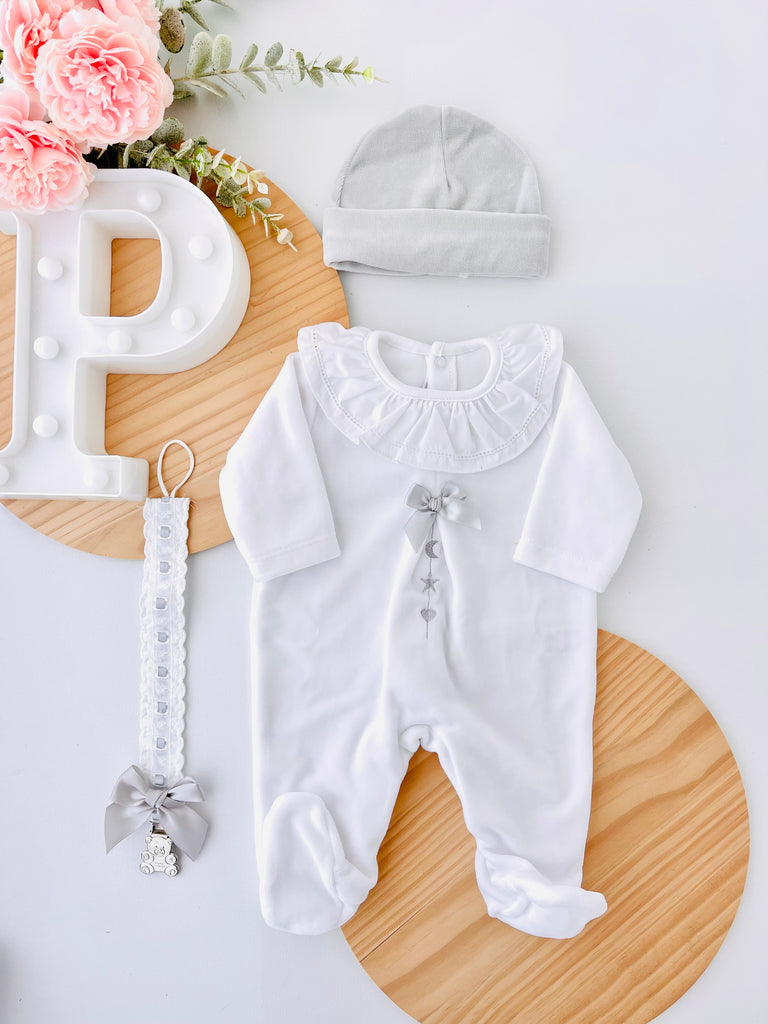 Babygrow veludo, lua e estrelas