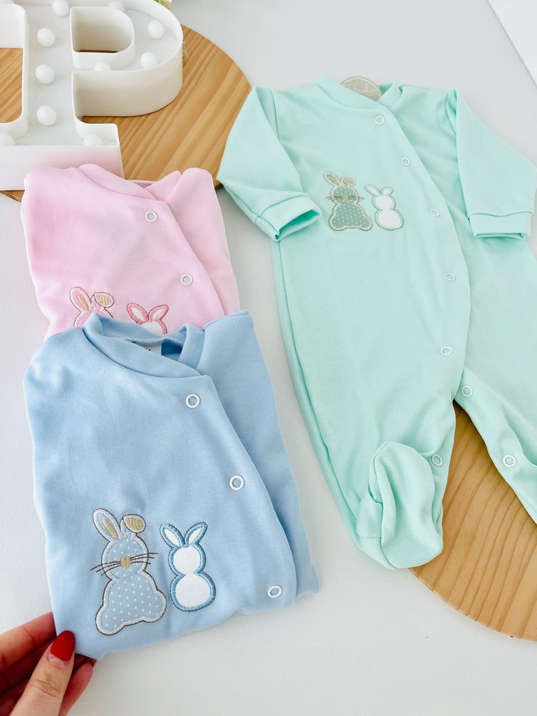 Babygrow algodão coelhinhos 3m 6m 9m e 12m