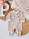 Conjunto panda: Babygrow e Manta em veludo