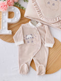 Conjunto panda: Babygrow e Manta em veludo