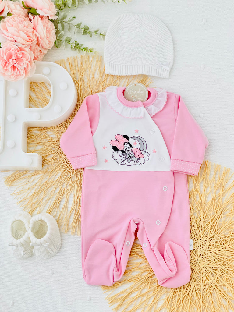 Babygrow em algodão Minnie ou Mickey bordado