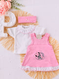 Conjunto Minnie: vestido, camisola e fita Minnie em algodão