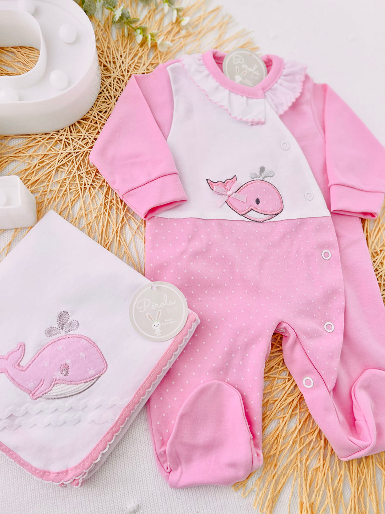 Babygrow baleia em algodão