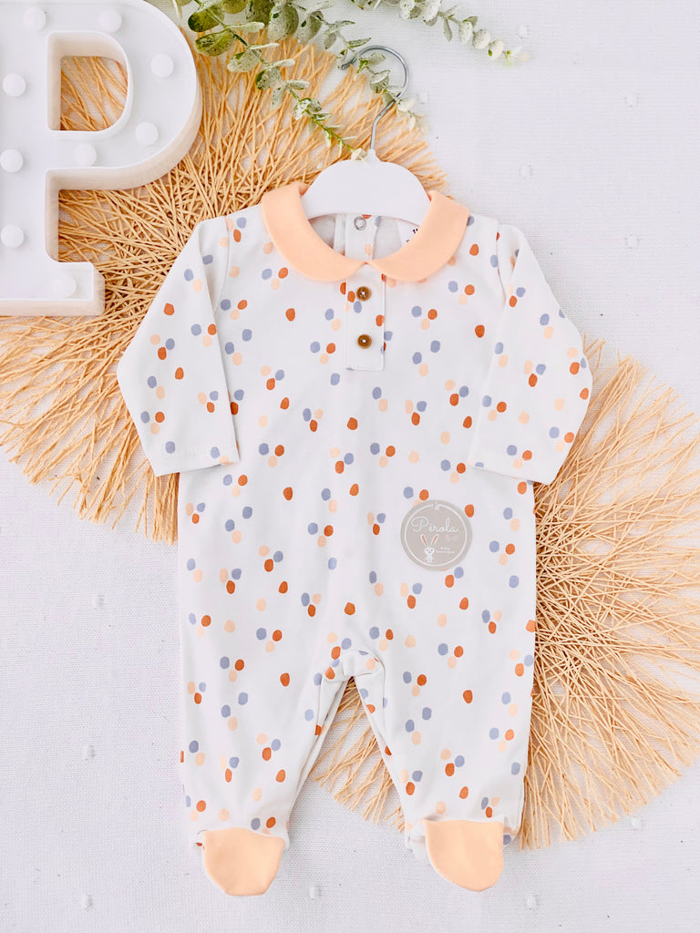 Babygrow bolinhas com gola Peter Pan