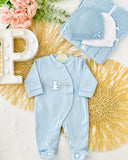 Babygrow azul algodão ursinho